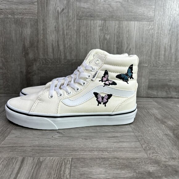 Vans Filmore High Women size 6.5 Ivory Butterfly Theme Skateboarding Shoes - Picture 2 of 8
